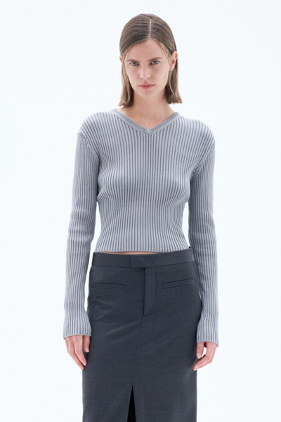 Filippa K Rib V-neck Sweater In Grey