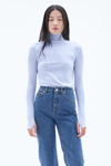 Filippa K Rib Mock Neck Top In Blue