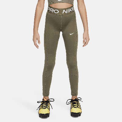 Nike Kids' Women's  Pro Leak Protection: Period Girls' Dri-fit Leggings In Green