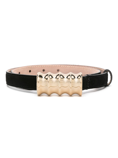 Khaite 2cm Small Julius Leather Belt In Black