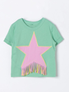 Stella Mccartney Kids Teen Girls Green Cotton Star T-shirt In Water