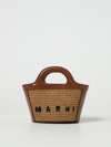 Marni Tropicalia Logo-embroidered Tote Bag In Brown