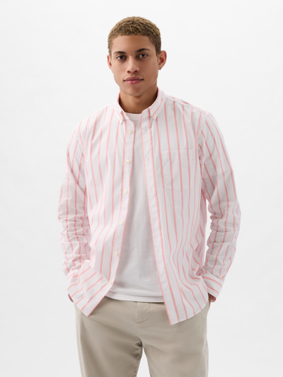 Gap All-day Poplin Shirt In Standard Fit In Summer Pink Stripe