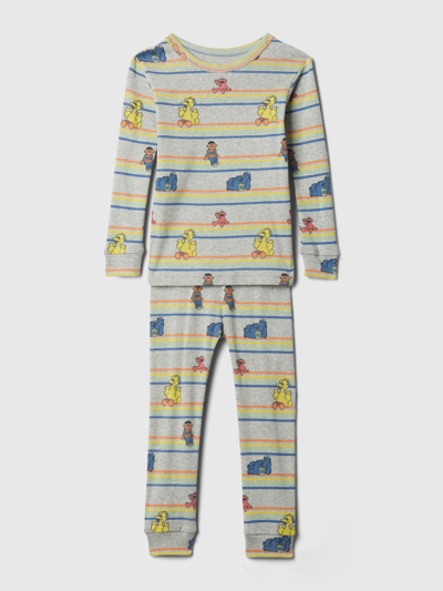 Gap Kids' Baby Organic Cotton Sesame Street Pj Set In Light Grey