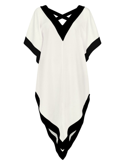 Valimare Aria Colorblock Caftan Coverup In White/black