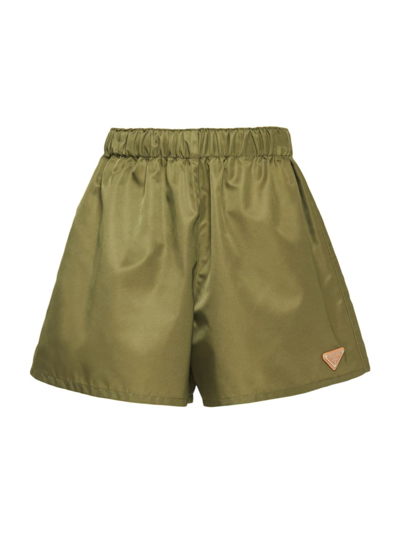 Prada Women's Re-nylon Shorts In Loden Green