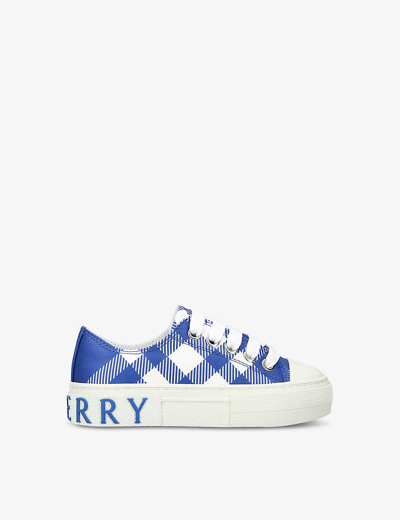 Burberry Babies' Jack Check-print Cotton-canvas Low-top Trainers 2-4 Years In Blue
