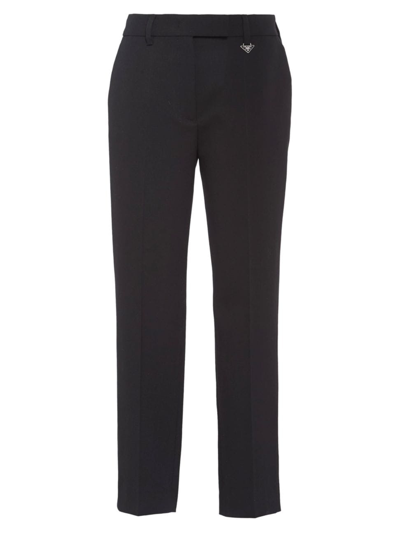 Prada Trousers With Triangle Logo In Black