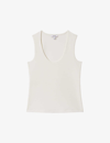 Reiss Womens Ivory Courtney Scoop-neck Stretch Cotton-blend Vest Top In Neutral