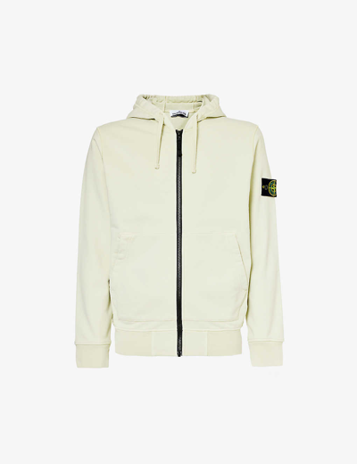 Stone Island Mens Pistachio Brand-badge Slip-pocket Cotton-jersey Hoody