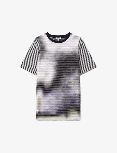 Reiss Keats Regular-fit Stripe Cotton-jersey T-shirt In Blue