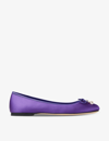 JIMMY CHOO ELME BOW-EMBELLISHED SATIN BALLET PUMPS