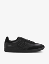 Reiss Mens Black Alba Logo-embroidered Low-top Leather Trainers