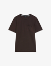 Ted Baker Mens Brn-choc Grine Contrast-trim Woven T-shirt