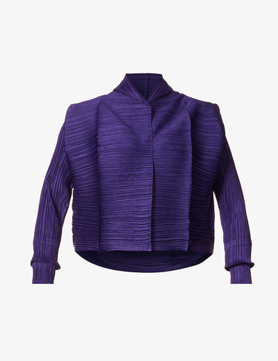 Issey Miyake Pleats Please  Womens Purple Bounce Pleated Knitted Top