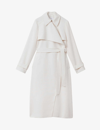 REISS REISS WOMENS WHITE ETTA SELF-TIE DOUBLE-BREASTED WOVEN TRENCH