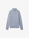 Reiss Blackhall - China Blue Merino Wool Half-zip Funnel Neck Jumper, Xs