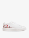 TED BAKER TED BAKER WOMEN'S WHITE LORNY FLORAL-PRINT PLATFORM-SOLE LEATHER LOW-TOP TRAINERS