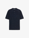 Ted Baker Mens Navy Ustee Marled Knitted Polo Shirt