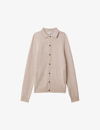 Reiss Kiedler - Oatmeal Melange Ribbed Wool Cardigan, S