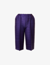 Issey Miyake Pleats Please  Womens Purple Bounce Pleated Wide-leg Mid-rise Knitted Trousers