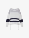 REISS REISS WOMEN'S WHITE/GREY ALLEGRA CREW-NECK STRIPE WOOL AND CASHMERE-BLEND JUMPER