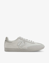Reiss Mens White Alba Logo-embroidered Low-top Leather Trainers