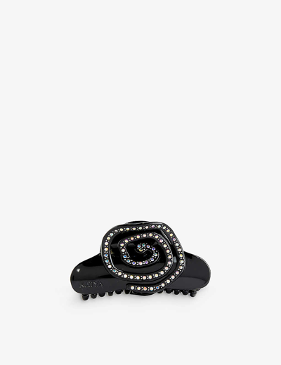Katya Womens Black Crystal-embellished Cellulose-acetate Claw Clip