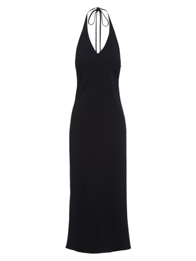 Prada Halter Sable Midi Dress In Black