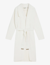 TED BAKER TED BAKER WOMEN'S WHITE MAXENCE WRAP-FRONT TEXTURED KNITTED COAT
