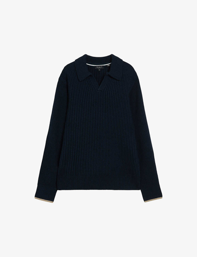 Ted Baker Mens Navy Ademy Ribbed Knitted Jumper