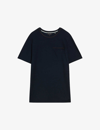Ted Baker Mens Navy Grine Contrast-trim Woven T-shirt