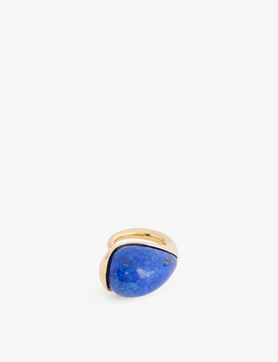 Bottega Veneta Womens Lapis Drop 18ct Yellow-gold Plated Sterling-silver And Lapis Ring