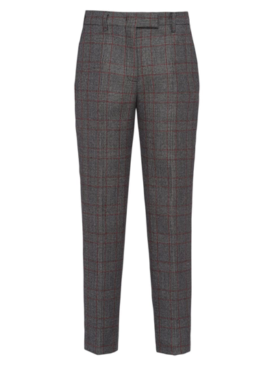 Prada Prince Of Wales Check Trousers In Grey