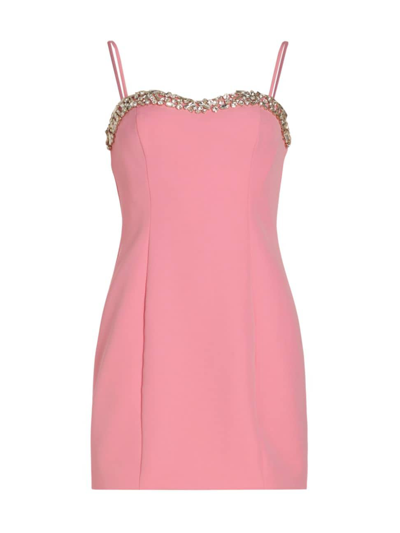 ml Monique Lhuillier Mya Crystal Embellished Crepe Cocktail Dress In Pink
