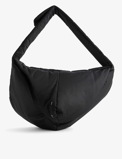 Heliot Emil Black Amorphous Curved Woven Cross-body Bag