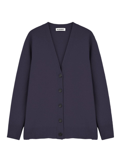 Jil Sander Women's Boiled Wool Cardigan In Navy