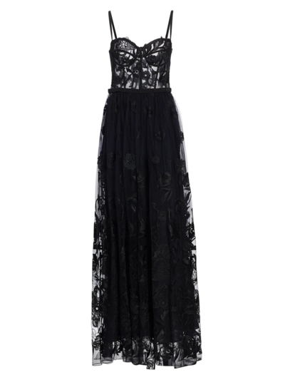 Zuhair Murad Women's Floral-embroidered Bustier Gown In Black