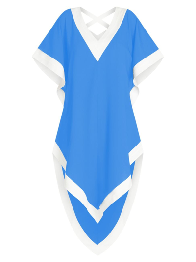 Valimare Aria Colorblock Caftan Coverup In Blue/white