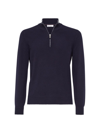 Brunello Cucinelli Men's Cashmere Turtleneck Sweater With Zipper In Navy Blue