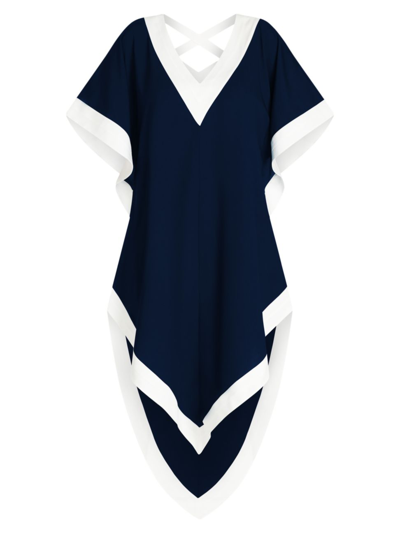 Valimare Aria Caftan Coverup In Navy/white