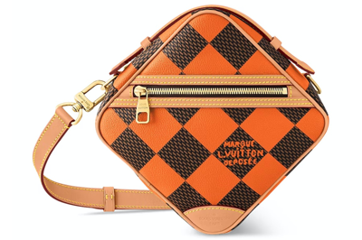 Pre-owned Louis Vuitton Chess Messenger Bag Damier Pop Orange
