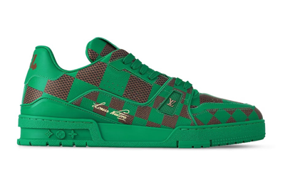 Pre-owned Louis Vuitton Lv Trainer Sneaker Damier Pop Green