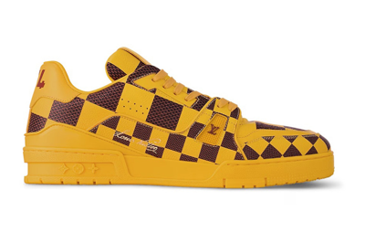 Pre-owned Louis Vuitton Lv Trainer Sneaker Damier Pop Yellow
