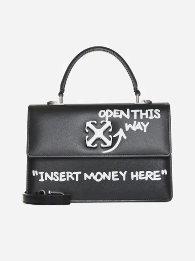 Off-white Jitney 1.4 Slogan-print Top-handle Bag In Black,white