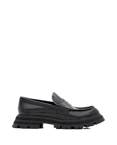 ALEXANDER MCQUEEN 45MM BRUSHED LEATHER TRACK LOAFERS