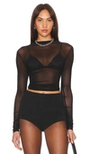 Superdown Eliza Sheer Mesh Top In Black