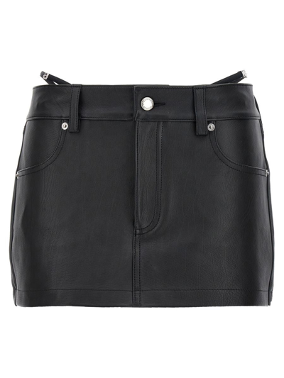Alexander Wang Thong Leather Skort In Black