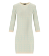 ELISABETTA FRANCHI BUTTER ACQUA MONOGRAM KNITTED DRESS