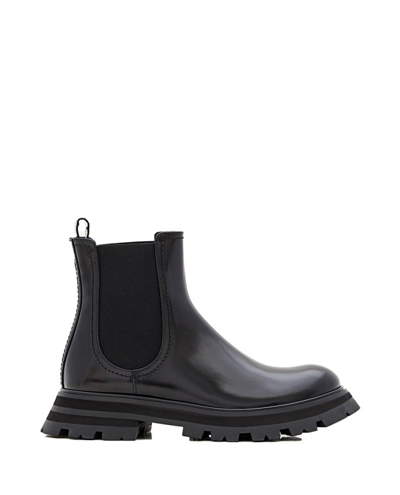 Alexander Mcqueen Black Brushed Leather Boots